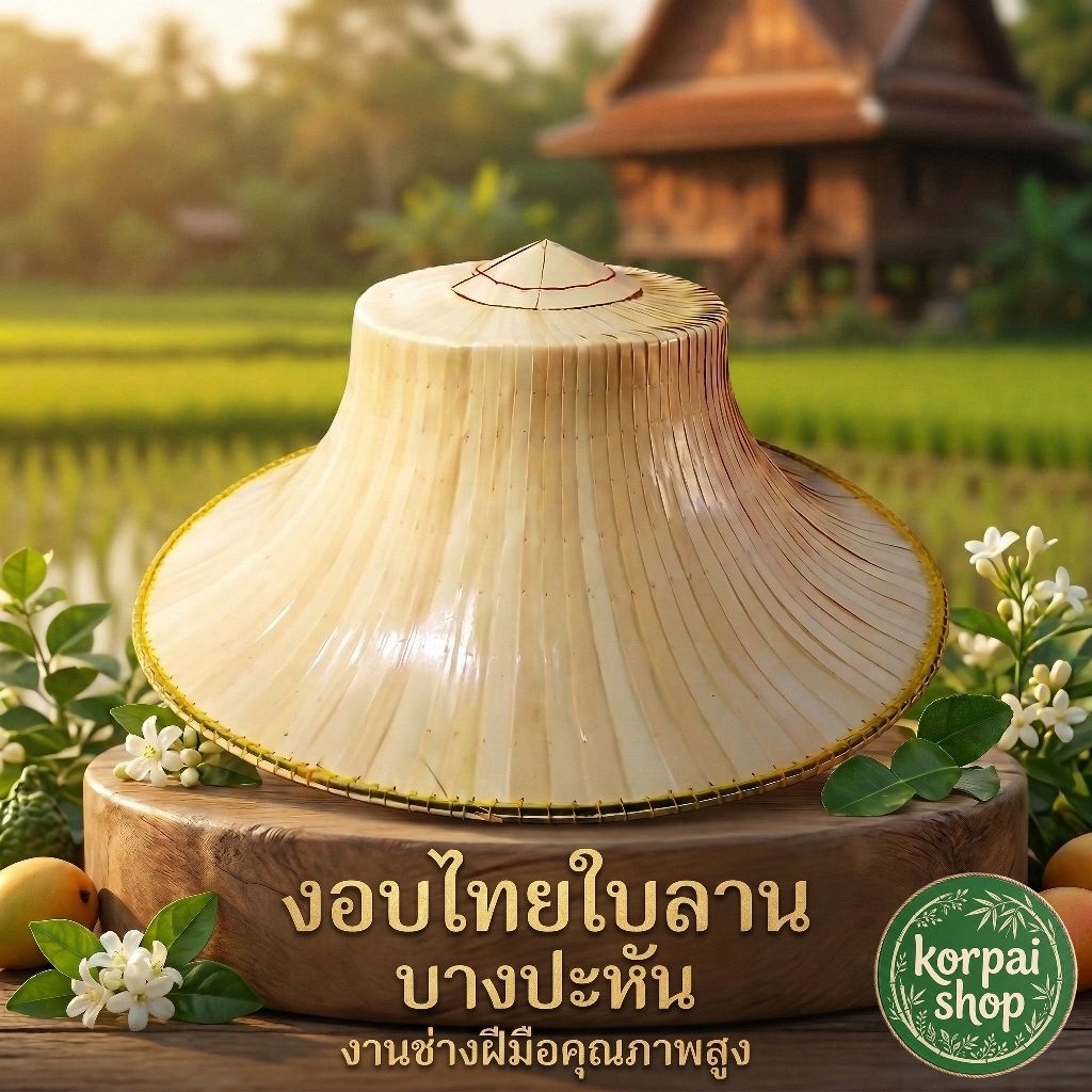 งอบชาวนาใบลานพร้อมใช้กว้าง17นิ้วหมวกทำสวนทำไร่