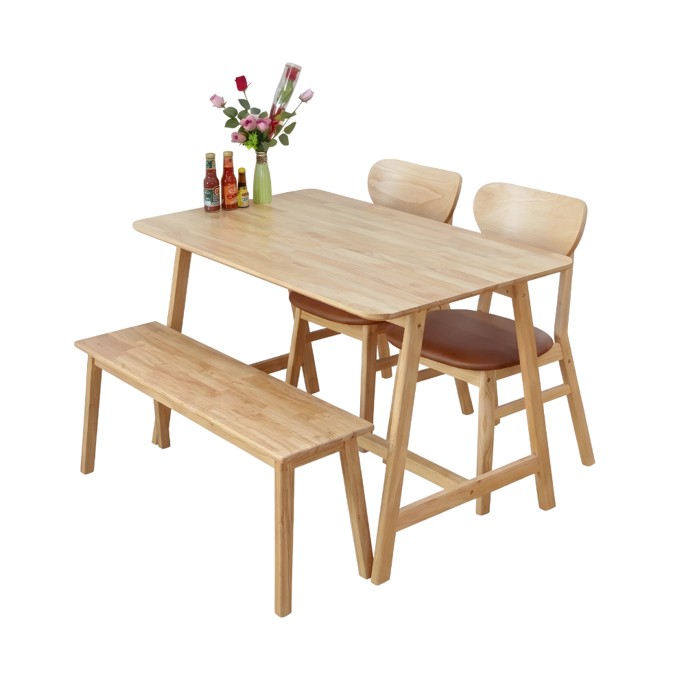 Evergreen Furniture ชุดโต๊ะกินข้าวสำหรับ 4 ท่าน โต๊ะอาหาร 120-160 โต๊ะ สามารถนั่งได้ 4 คน การเสริมแรงด้านล่าง