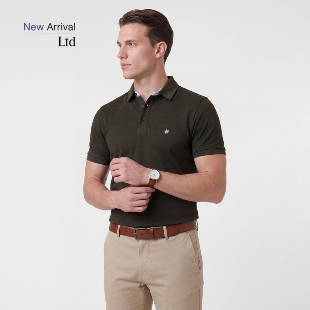 LTD เสื้อโปโลแขนสั้น ผู้ชาย สีเขียวเข้ม | New Gen Polo Shirt | 00980