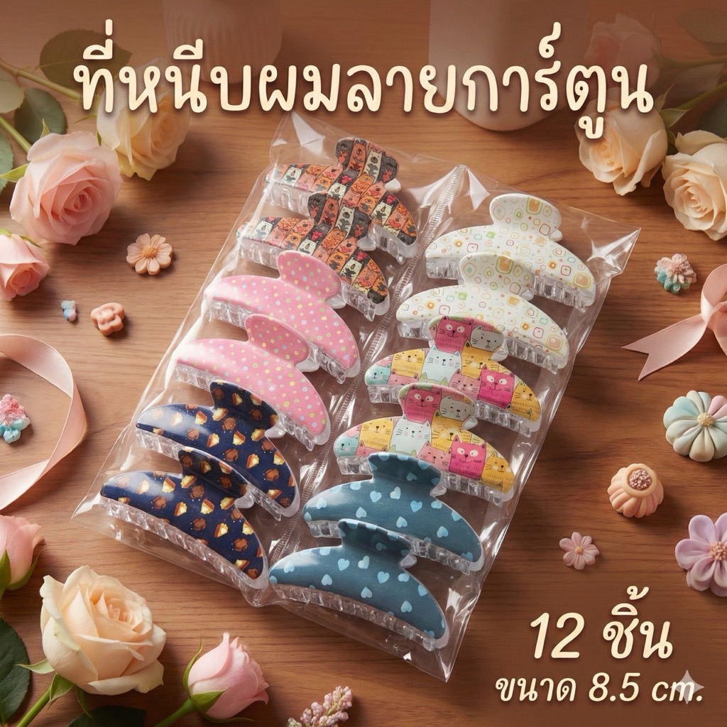 ยกโหล   หนีบผมตัวการ์ตูนคละสีคละลาย ราคาพิเศษ หมดแล้วหมดเลย