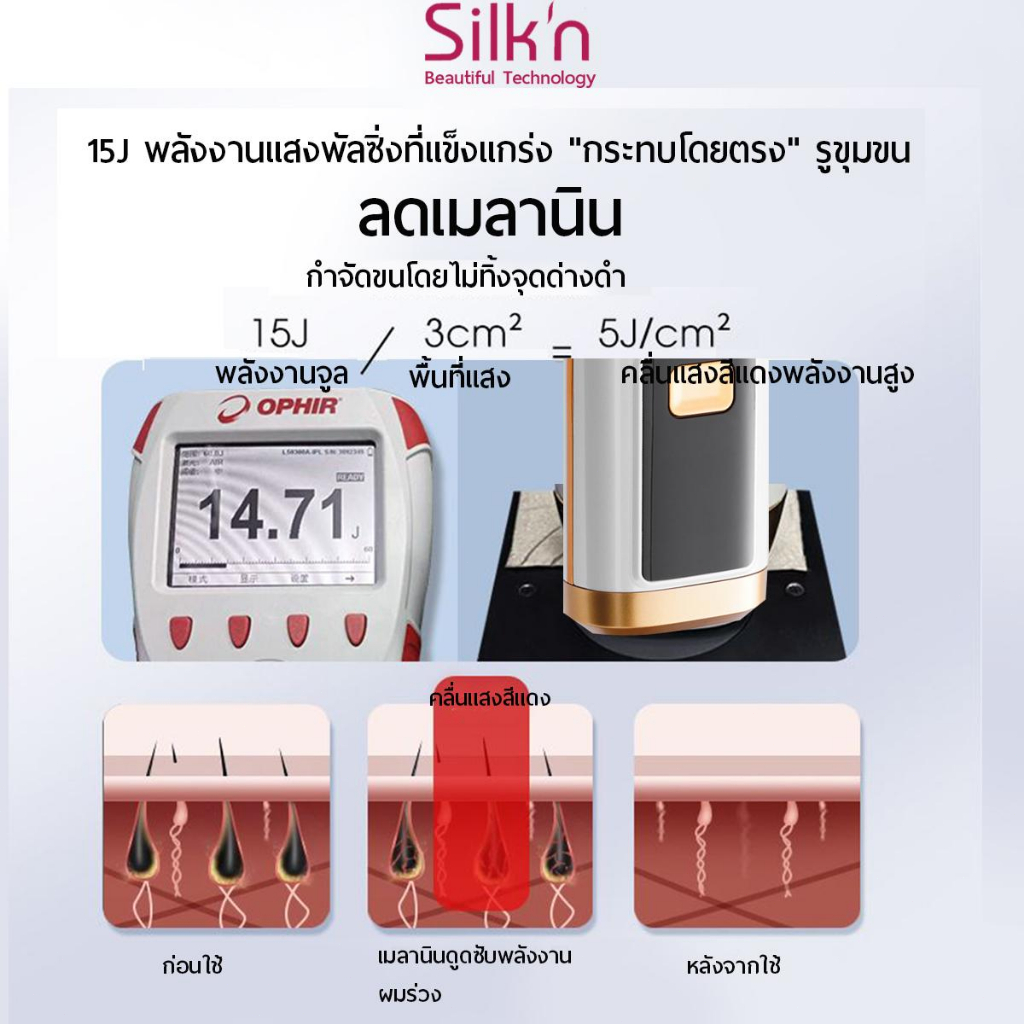 【รับประกัน1ปี】SiIk’n IPL Gen3เครื่องกำจัดขนด้วยเลเซอร์(999,999 Shot) Multi FunctionสีWhiteGold ParinIPLlaser hair remova ราคา ถูกที่สุด ดีลบีเคเค แกลเลอรีภาพที่ 7