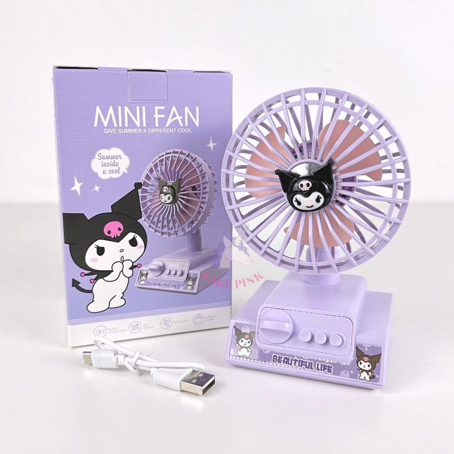 พัดลมตั้งโต๊ะ  sanrio Kitty Kuromi mymalody พับได้ เก็บแบตในตัว ลิขสิทธิ์แท้!!
