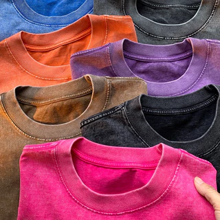【My-T】🔥 สีทึบเสื้อสีฟอก ผ้าCOTTON100%โคตรนุ่ม ใส่ได้ทั้งชาย-หญิง เสื้อสีพื้น ใส่สบาย oversizeเสื้อสีดํา แฟชั่น 3xl【COD】