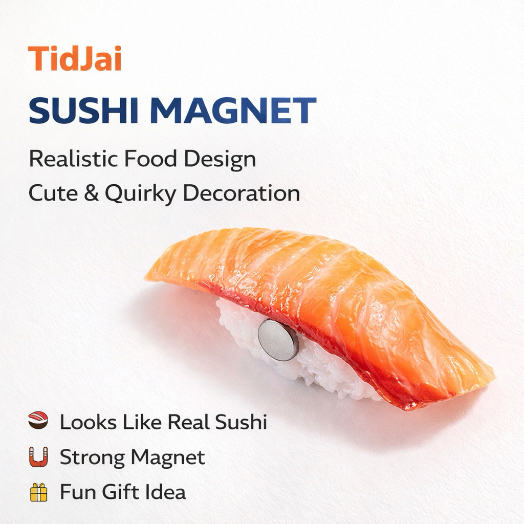 Salmon 𝐒𝐮𝐬𝐡𝐢 𝐌𝐚𝐠𝐧𝐞𝐭 🍣   Dimensions : W3.5 x L8.5 x H2.6 cm ; Weight: Approx. 39 g