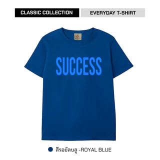 เสื้อยืดคอกลม แขนสั้น ผ้านุ่ม ใส่สบาย ไม่หด ไม่ต้องรีด ลายสกรีน SUCCESS ใส่ได้ทั้งผู้ชายและผู้หญิง