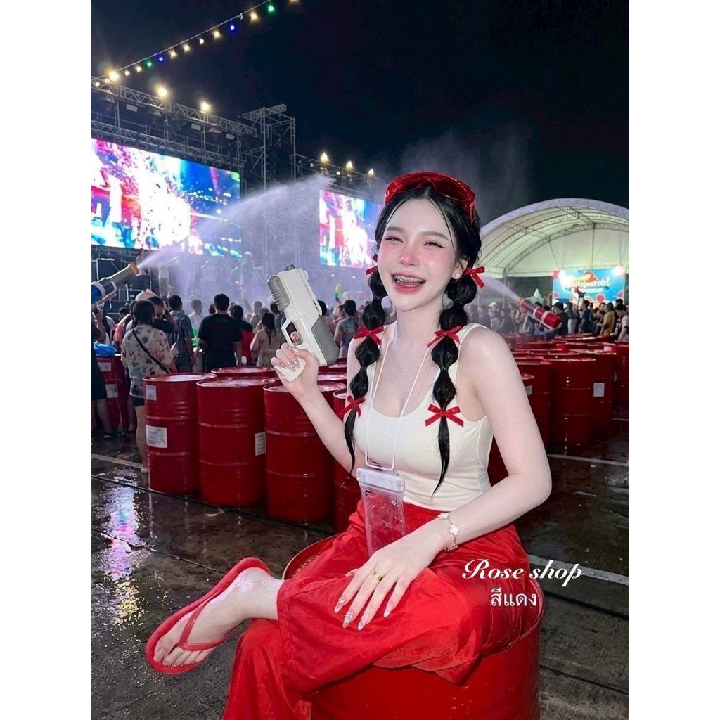 Phapassz – เซท 4 ชิ้น บอดี้สูทมาพร้อมกางเกงผ้าร่มเอวสม๊อคยืดได้ *แว่นกระเป๋าคละสี* #Roseshop ราคา ถูกที่สุด ดีลบีเคเค แกลเลอรีภาพที่ 9