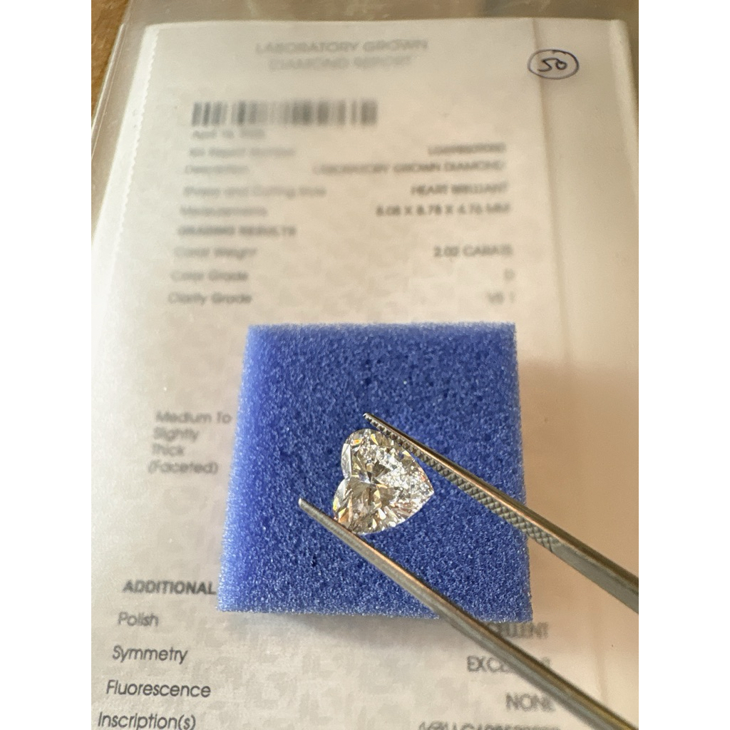 เพชรหัวใจ2.02กะรัต Lab GrownDiamond