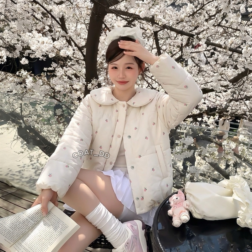 DD(no.152)💖🌷Rosy Puffer Coat🌷🌸 เสื้อแจ็คเก็ตกันหนาวบุนวมพิมพ์ลายดอกกุหลาบจุ๋มจิ๋ม