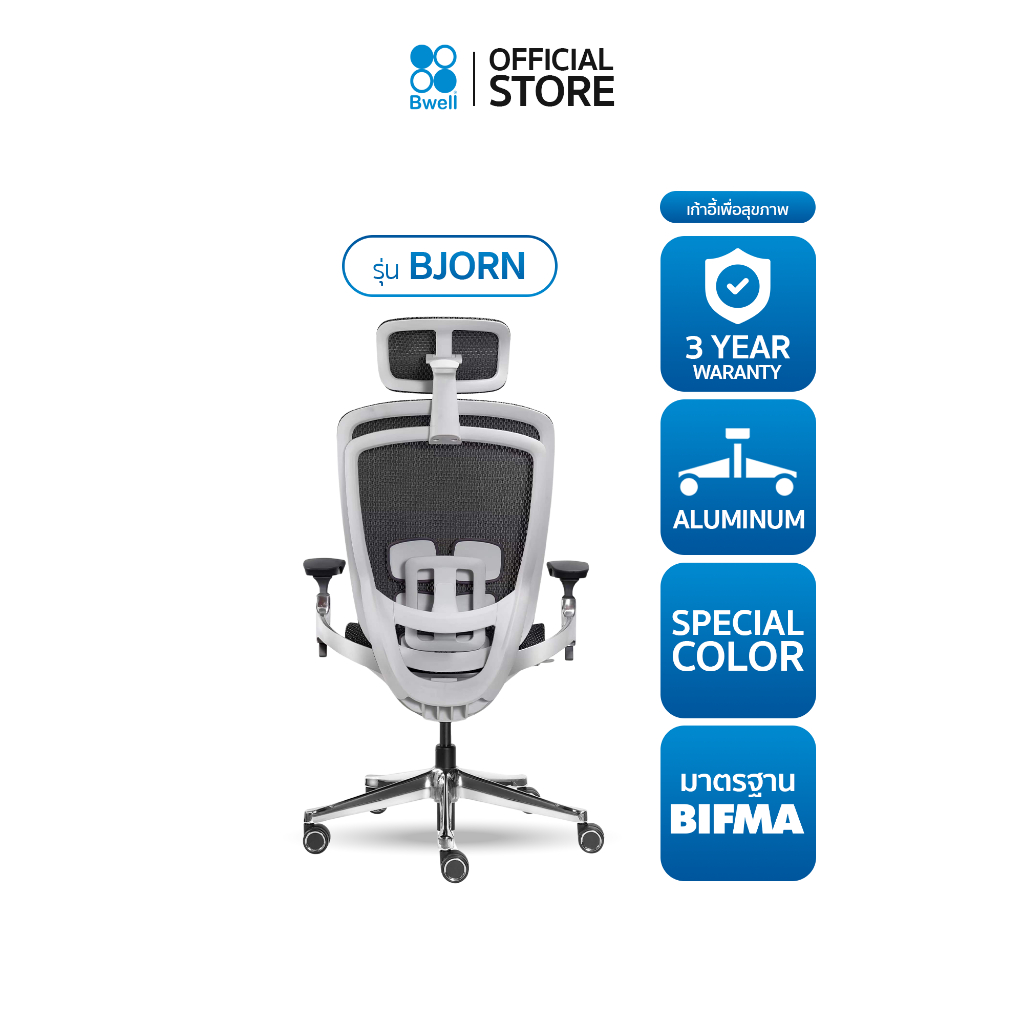 Bwell เก้าอี้เพื่อสุขภาพ รุ่น Bjorn สีเทา