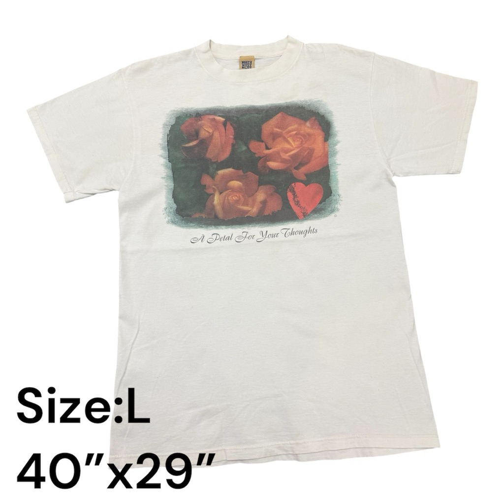 Vintage Hanes Florida Roses Graphic T Shirt White size :LFlorida Floral Flowers