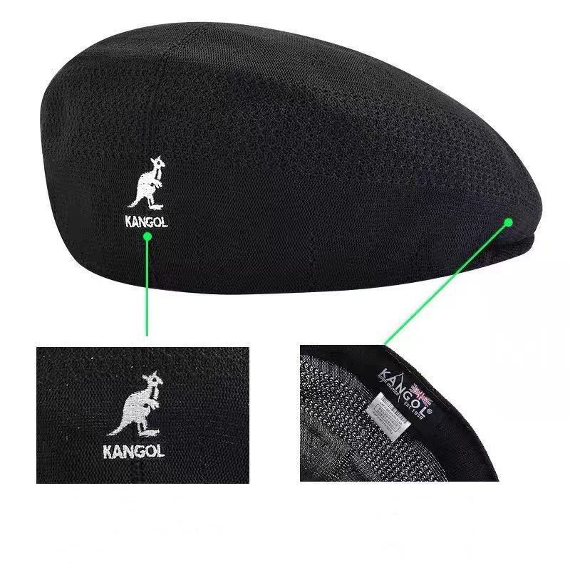 Black Kangaroo Beret / ชาย / หมวกรีโทรหมวกตาข่ายถักข้างหน้าสำหรับผู้ชายและผู้หญิง