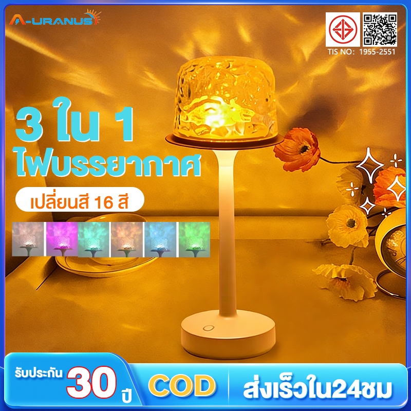 โคมไฟตั้งโต๊ะ LED ไฟแต่งห้อง เปลี่ยนสีได้ 16 โหมด ดีไซน์ลายคลื่นน้ำ ของขวัญ ของตกแต่งห้องสวย