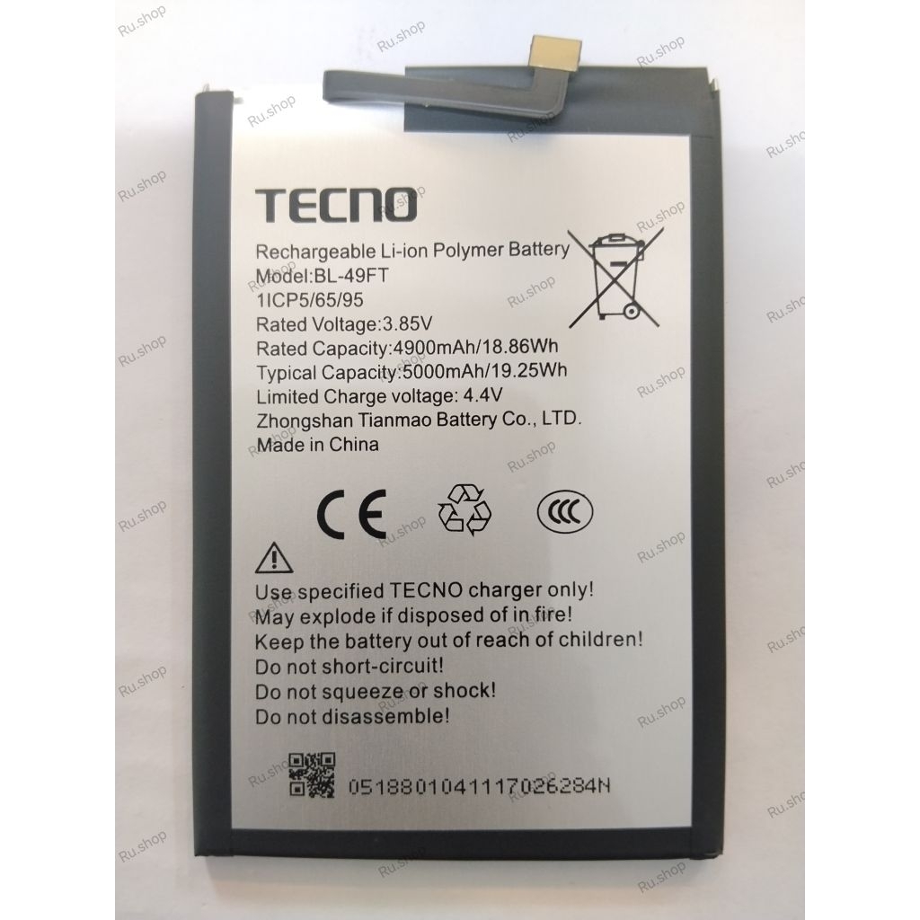 แบตเตอรี่ Tecno Spark 6 Go / Spark 6 2020 (BL-49FT)  Tecno Spark6 แบต Tecno Spark 6 Go battery BL-49