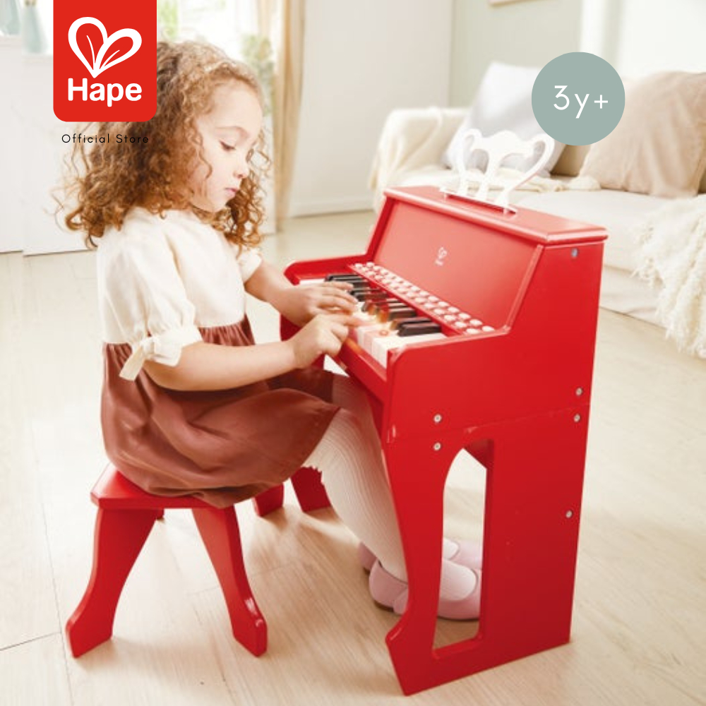 Hape - Learn With Lights Piano & Stool - Red เปียโน 25 คีย์ ใส่ถ่านมีเสียงมีไฟ สีแดง 3Y+ รูปที่ 2