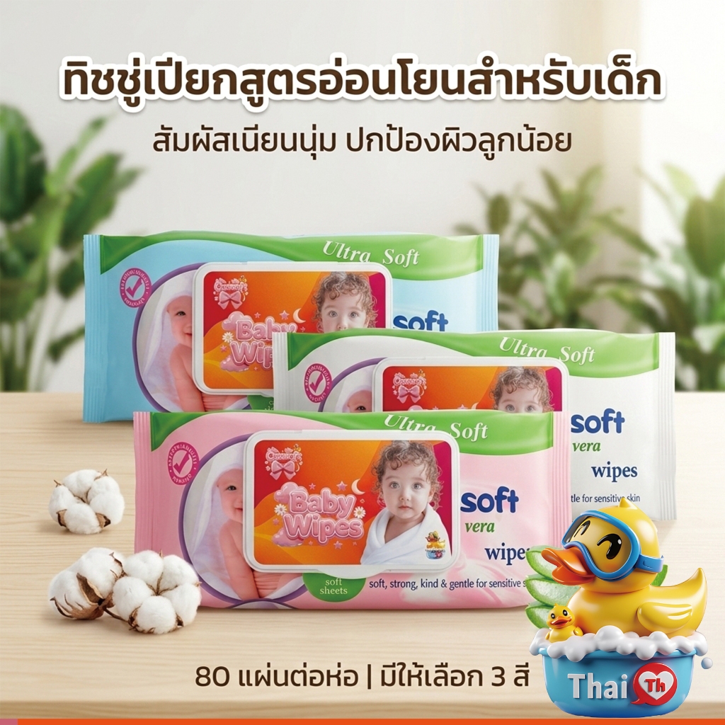 Thai.Th ทิชชู่เปียกจำนวน 80 แผ่น ทิชชู่เปียกสําหรับเด็ก 80แผ่น ผ้าเปียก กระดาษเปียก ทิชชู่เปียก# LZ-745(มีราคาส่ง)