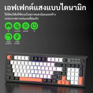 GOOJODOQ แป้นพิมพ์เมมเบรน ลำดับที่ 98 สามรุ่น ปิดเสียง RGB แสงไฟด้านหลัง คีย์บอร์ดไร้สาย Keyboard