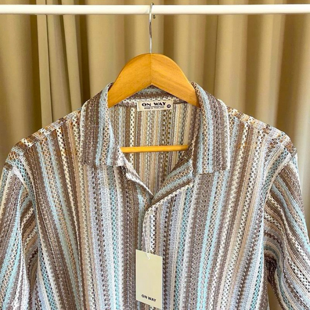 Knit collection - เสื้อถักแขนสั้น ลายริ้วสี