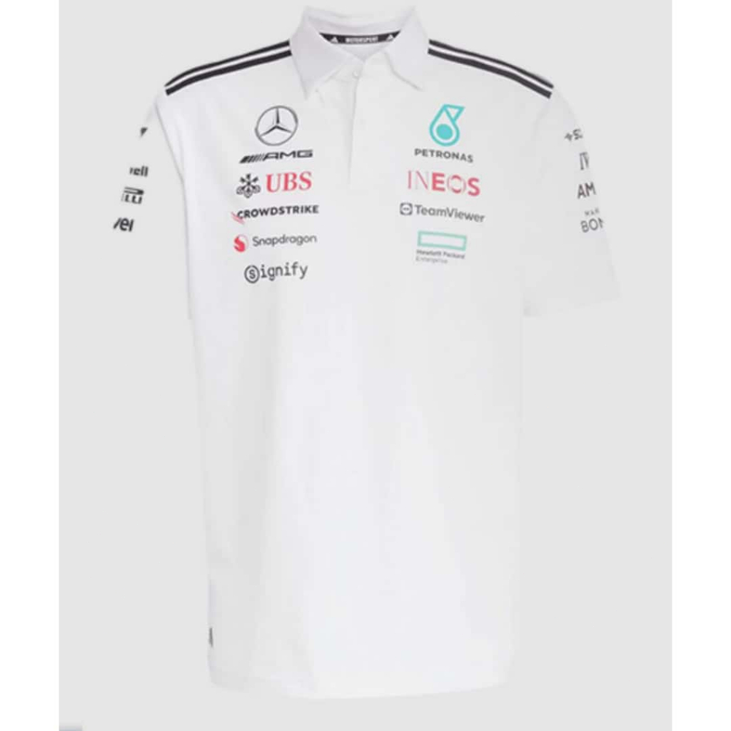 | ของแท้ 100% | 🎁 Adidas x Mercedes AMG F1 Stand-Up Collar Polo Shirt แขนสั้น