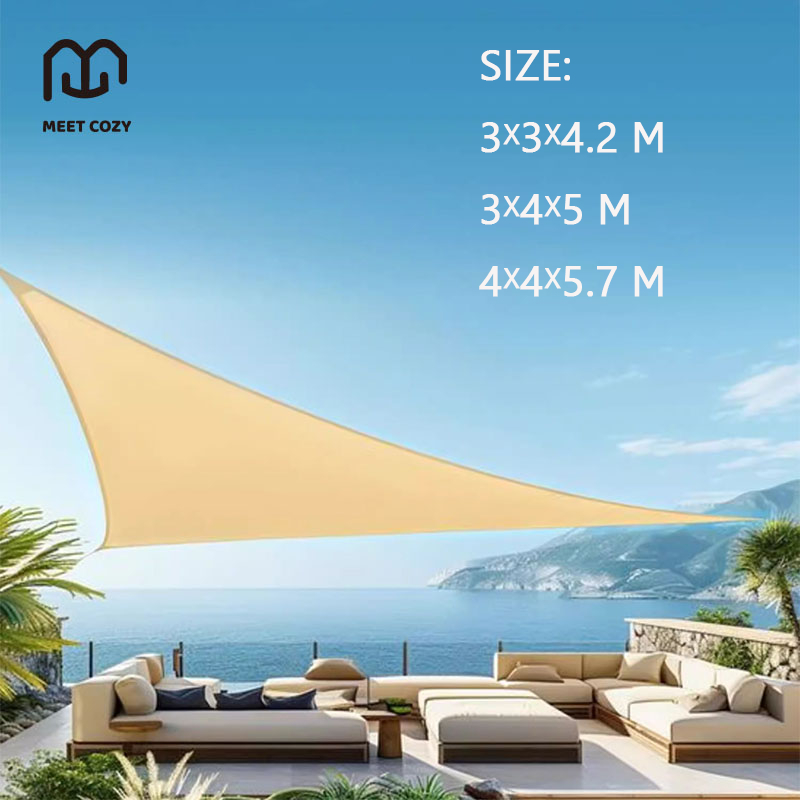MEET COZY ผ้าบังแดด 420D กันน้ำ สามเหลี่ยมมุมฉาก Sun Shade Sails ผ้าใบบังแดด #1 FA-G