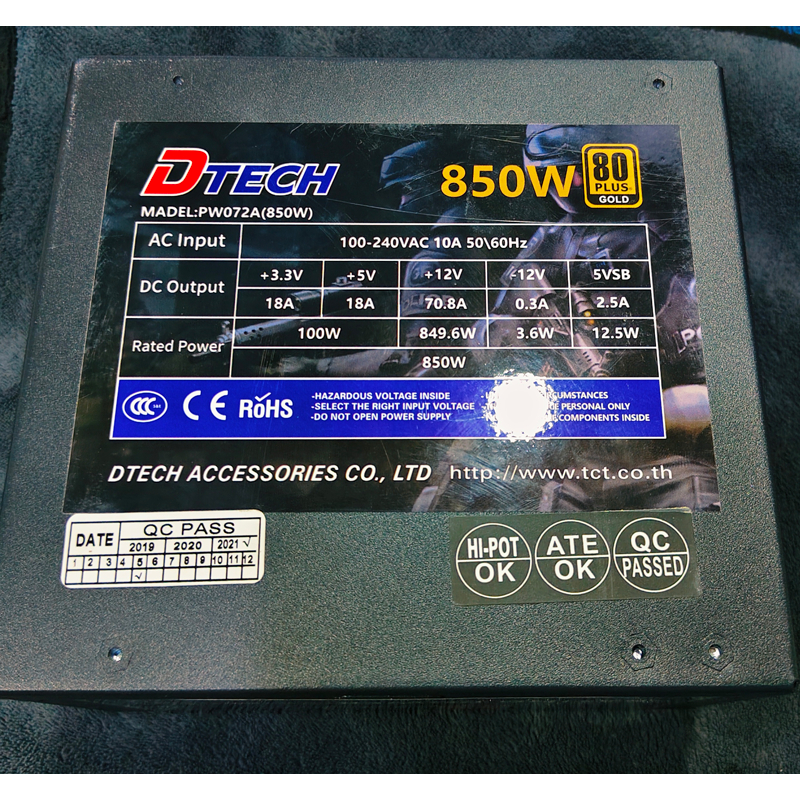 DTECH PW072A Power Supply 850W 80 Plus Gold (มือสอง)