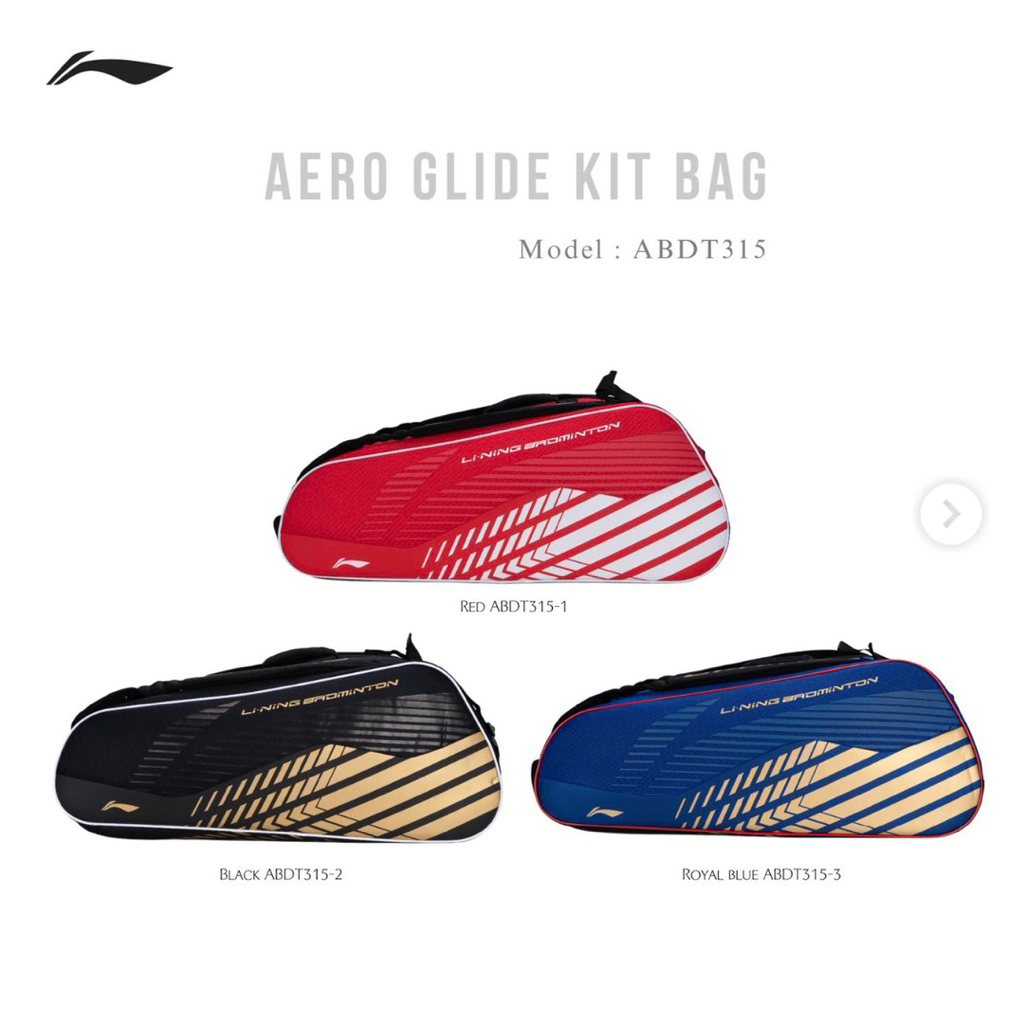 LI-NING กระเป๋าแบดมินตัน ABDT-3152 NEW AERO GLIDE KIT BAG ใส่ได้ 6 ไม้พร้อม ช่องใส่รองเท้า และฟอยด์กันร้อย