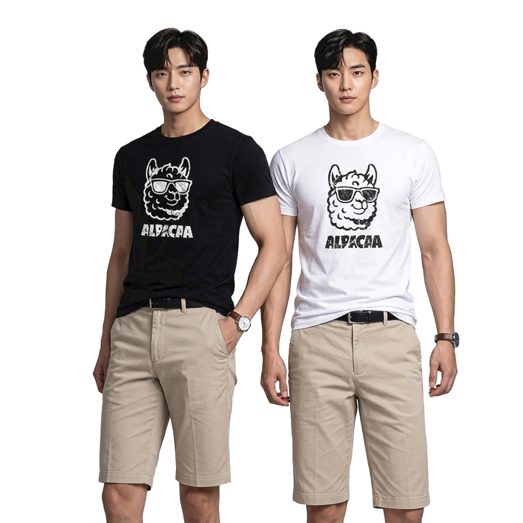 J.Press เสื้อยืดคอกลม แขนสั้น Alpacaa พิมพ์ลายอัลปาก้าใหญ่ รุ่น AL08 บรรจุ 1 ตัว/แพ็ค