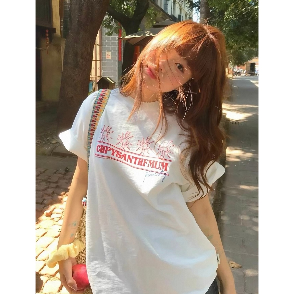 A018เสื้อผ้าคอตตอนสไตล์เกาหลีลายตัวหนังสือมินิมอลน่ารักๆถูกใจวัยรุ่นสุดๆ【ส่งจากไทย】📞