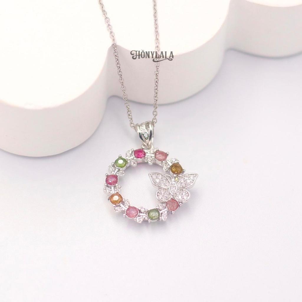 TMN9 สร้อยคอ พลอยธรรมชาติแท้ ทัวร์มาลีน I  ปรับขนาดได้ | ซื้อ 1 แถม 2 แถมกล่องหนัง แถมเครื่องประดับ 