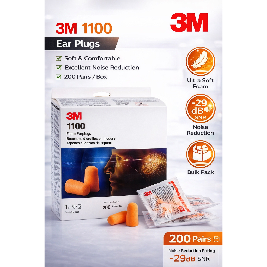 3M 1270 NRR 24 dB 3M แท้ 100%  ปลั๊กอุดหูลดเสียง 3M 1270 สีส้ม พร้อมจัดส่ง