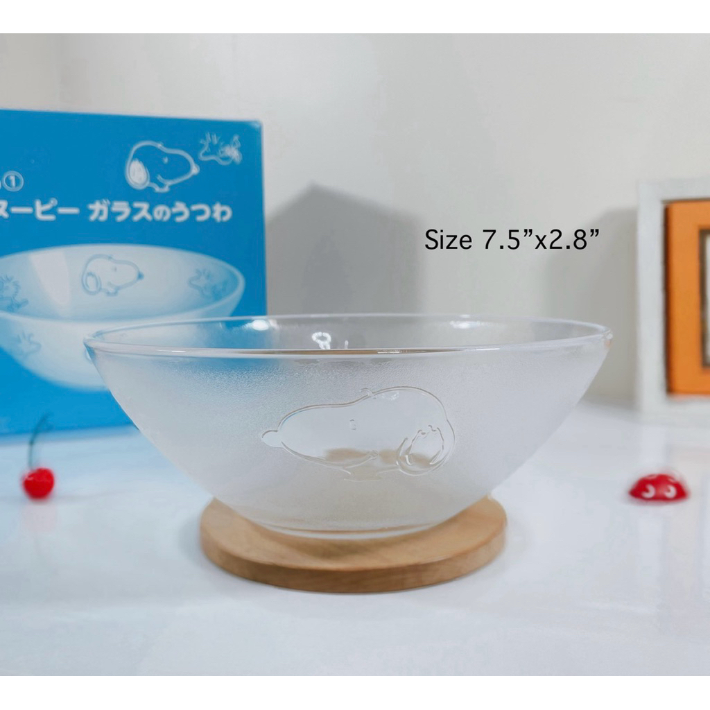 (พร้อมส่ง-014) ของแท้ 100% งานจากญี่ปุ่น Snoopy สนูปปี้ ชามแก้ว ถ้วยแก้ว ชามสลัด