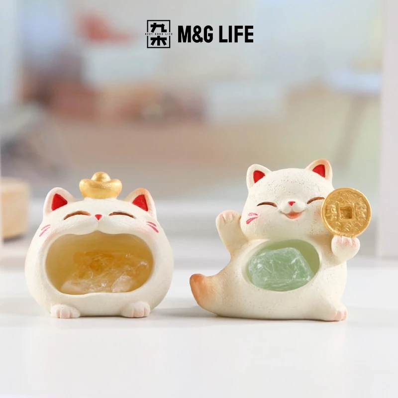 M&G LIFE x Thingswoo Lucky Cat Crystal Blind Box ของตกแต่งตั้งโต๊ะคริสตัลแบบสุ่ม