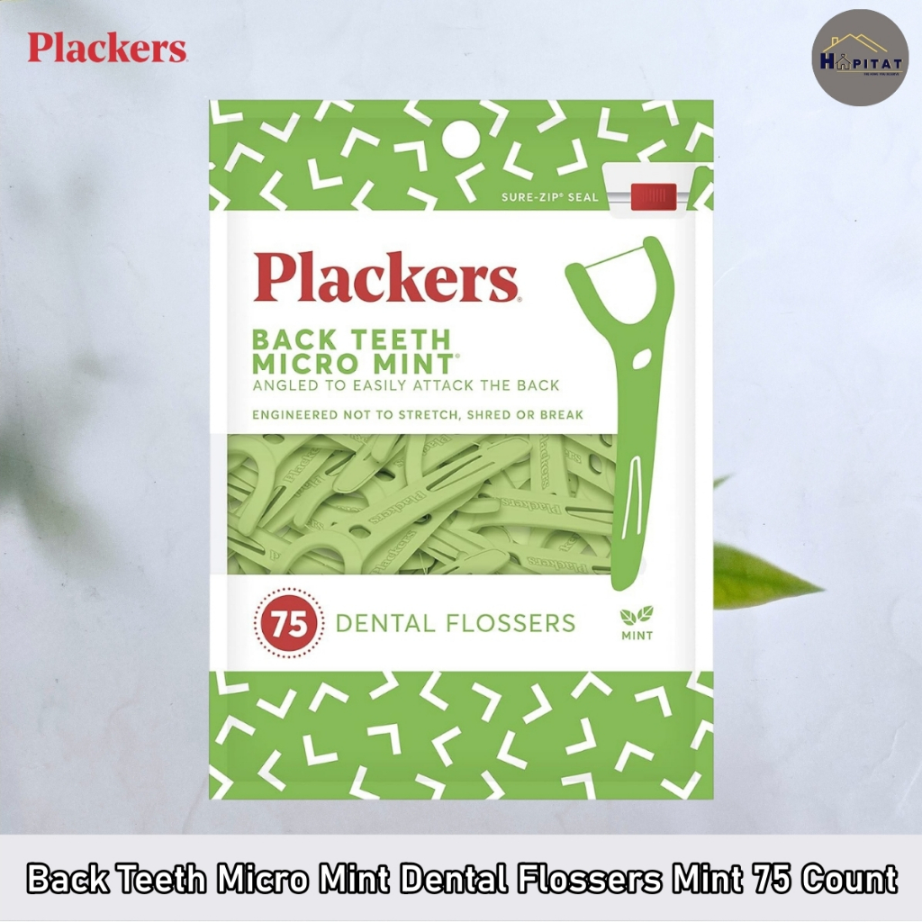 {Plackers®} Back Teeth Micro Mint Dental Flossers Mint 75 Count ไหมขัดฟัน รสมิ้นต์