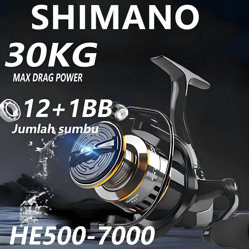 รอกสปินนิ่ง รอกตกปลา HE500-7000 อัตราทดเกียร์ 5.2:1 แรงลากสูง 50kg ใช้งานง่ายน้ำหนักเบา แข็งแรง