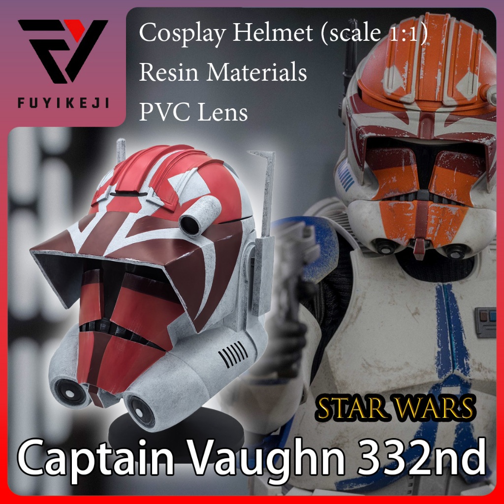 FUYIKEJI | Prop Replica | Captain Vaughn 332nd CT-0292  | Star Wars | Scale 1:1 | หมวกคอสเพลย์ | Cos
