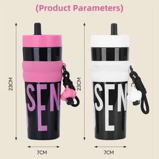 แก้วน้ำพลาสติกเก็บความเย็น 900ml สวยงาม พกพาสะดวก พร้อมหลอดดูด สำหรับกลางแจ้งZEFAN