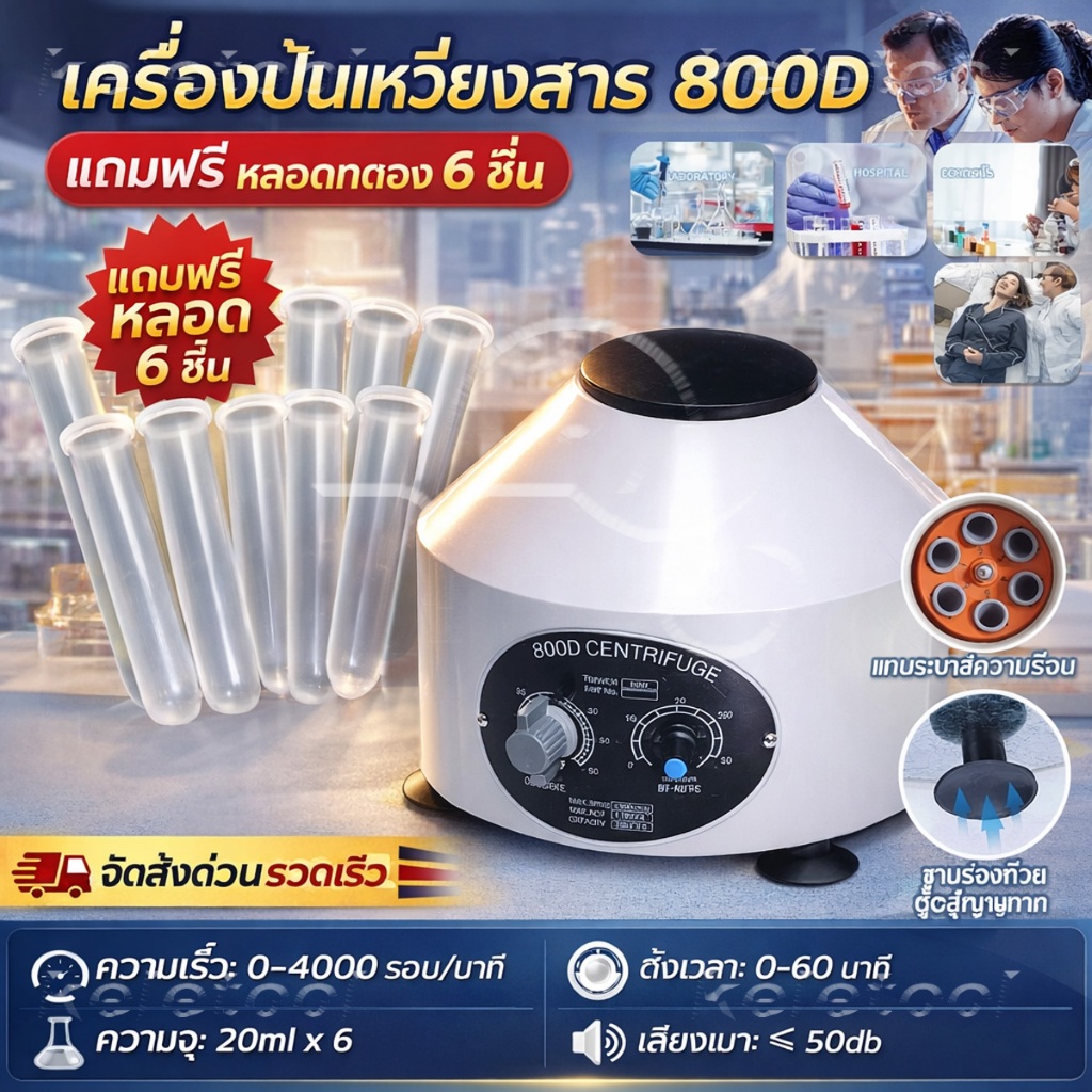 เครื่องปั่นเหวี่ยงตกตะกอน Centrifuge PRP รุ่น C 800D ขนาด 6x10ml MaxSpeed 4000rpm มี อย.