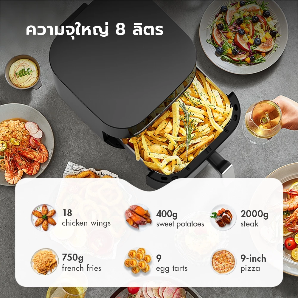【New Arrival】Gaabor สัมผัส หม้อทอดไร้น้ำมัน ขนาด 8L 1600W หน้าต่างกระจกใส 12 เมนูอัจฉริยะ อเนกประสงค์สำหรับใช้ในบ้าน thumbnail 7