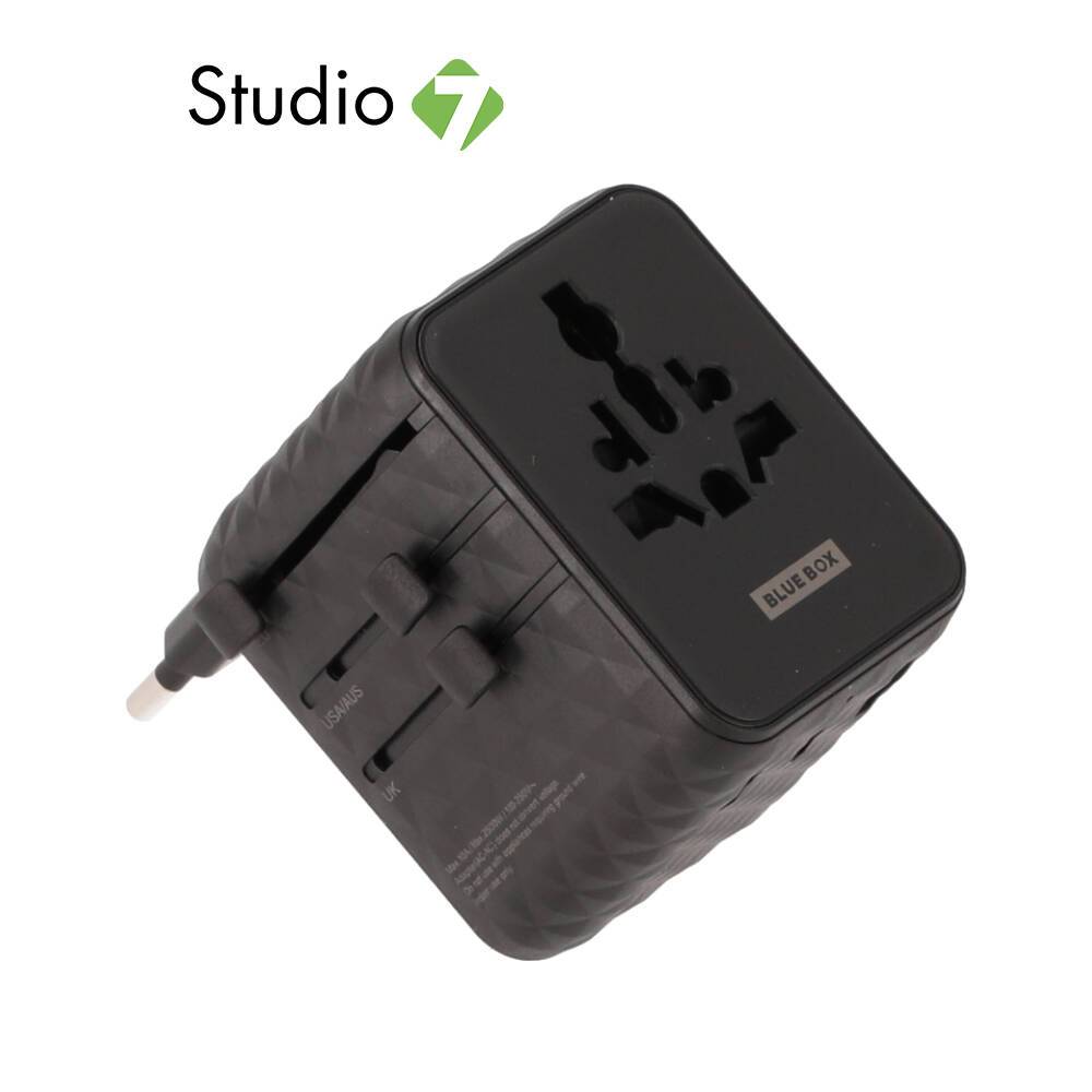 หัวแปลงปลั๊กไฟ Blue Box Multifunction Universal Travel Adapter 25W GaN3 (BB-UA01) Black by Studio7