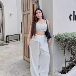 𝗩𝗶𝘃𝗶𝗮𝗻 𝗦𝗲𝘁 🌺: 𝗰𝗿𝗼𝗽𝗯𝗿𝗮 + 𝗽𝗮𝗻𝘁 ชุดเซตไปทะเล ชุดสาวอวบน่ารักๆ