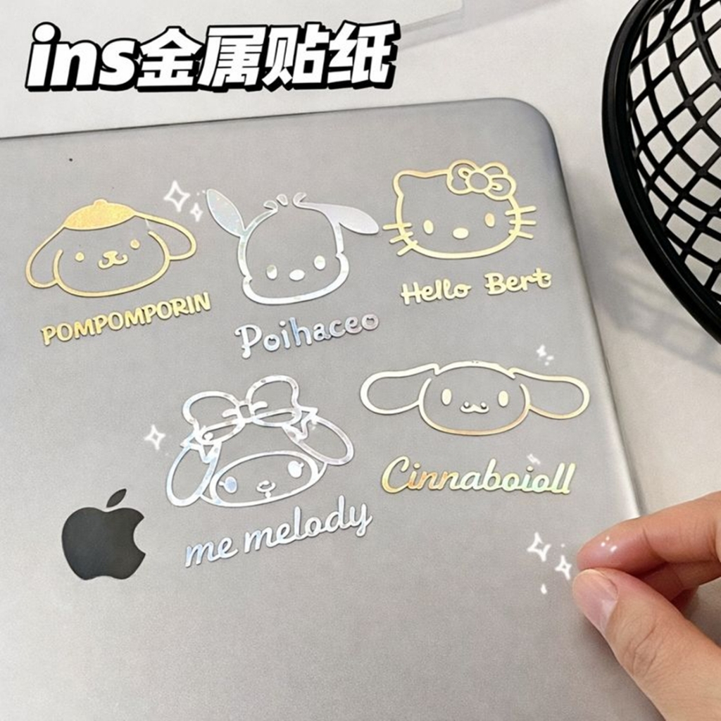 สติ๊กเกอร์โลหะ 3D สุ่มลาย 3 แผ่น ลายการ์ตูน Sanrio น่ารัก กันน้ำ ตกแต่ง DIY มือถือ โน้ตบุ๊ก แก้วน้ำ ของใช้ต่างๆ