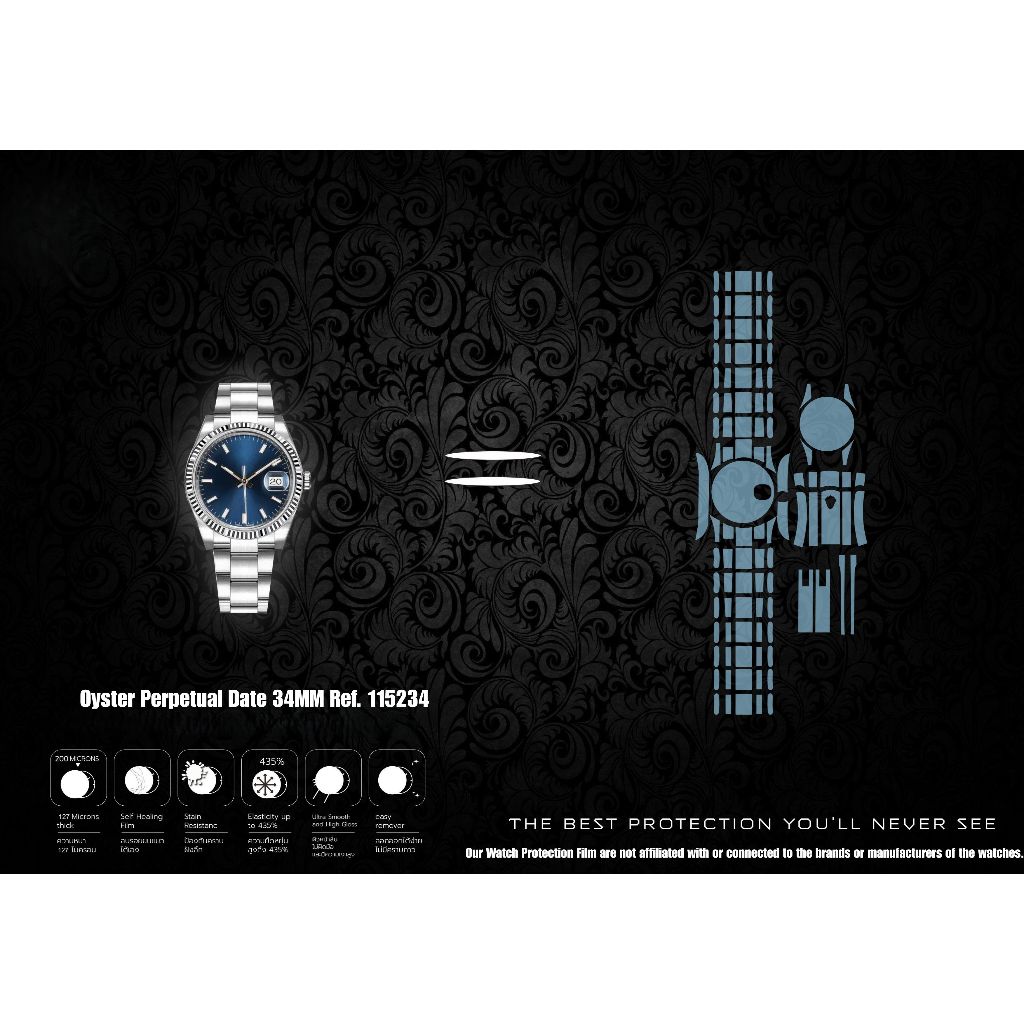 OP 34mm 115234 ฟิล์มป้องกันรอยนาฬิกา Watch Protection Film for Rolex Oyster Perpetual Date 34MM Ref.