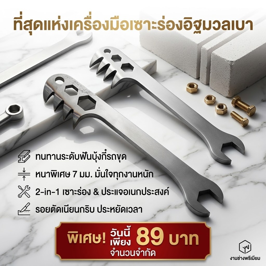 เหล็กเซาะร่องอิฐมวลเบา พร้อมฟังก์ชั่นประแจ (พร้อมจัดส่ง)