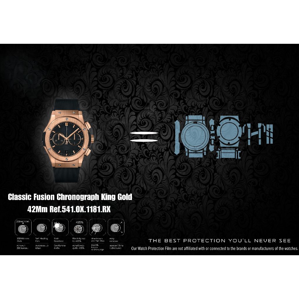 ฟิล์มป้องกันรอยนาฬิกา Watch Protection Film for Hublot Classic Fusion Chronograph King Gold 42Mm Ref