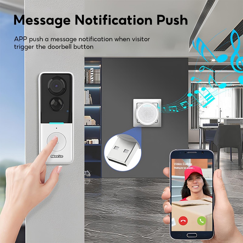 MeeGoo Tuya WiFi Video Doorbell IR และระบบอินเตอร์คอมบ้านอัจฉ วิดีโอออดประตู พร้อมกล้อง HD ไร้สาย ราคา ถูกที่สุด ดีลบีเคเค แกลเลอรีภาพที่ 5