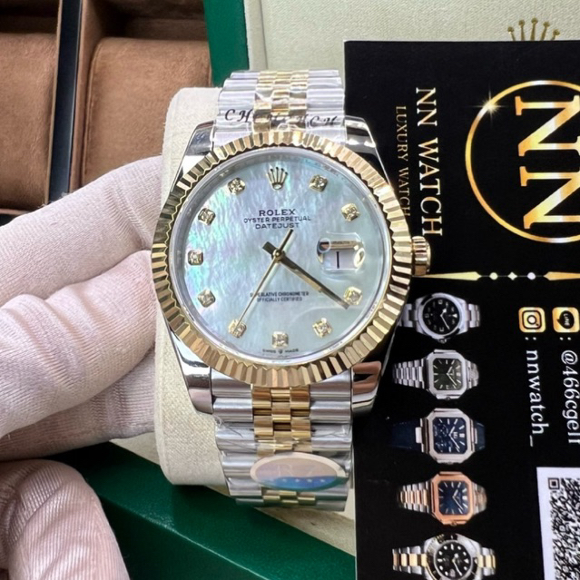 นาฬิกาข้อมือสุดหรู R DJ 40mm white pearl cc top