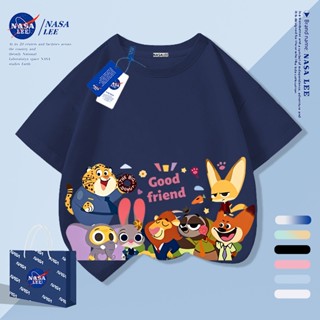 【จัดส่งวันเดียวกัน】เสื้อยืดเด็ก NASA สกรีนลายสัตว์น่ารัก คอต…