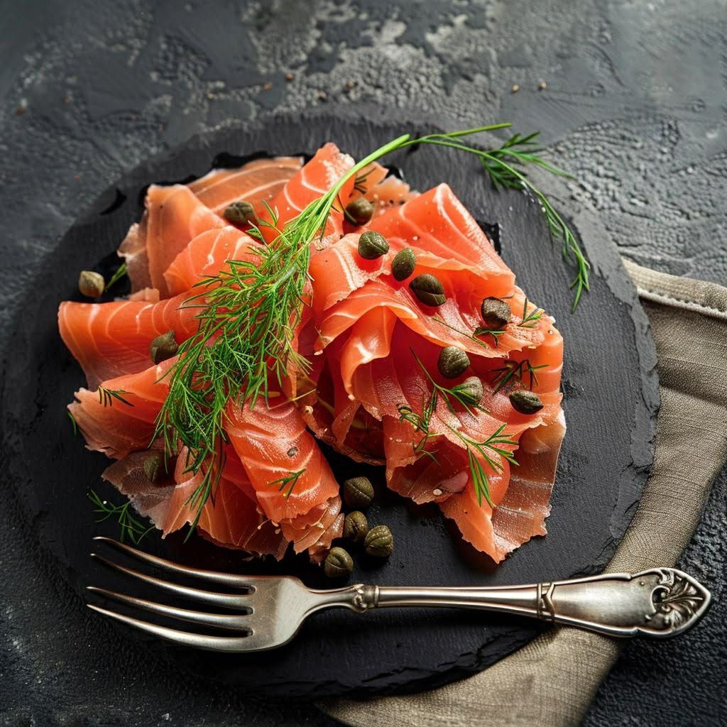 แซลม่อนรมควันพรีเมี่ยมไม่เคยผ่านการแช่แข็งนำเข้าจากนอร์เวย์ ขนาด 100กรัม Smoked Salmon PREMIUM (Cold