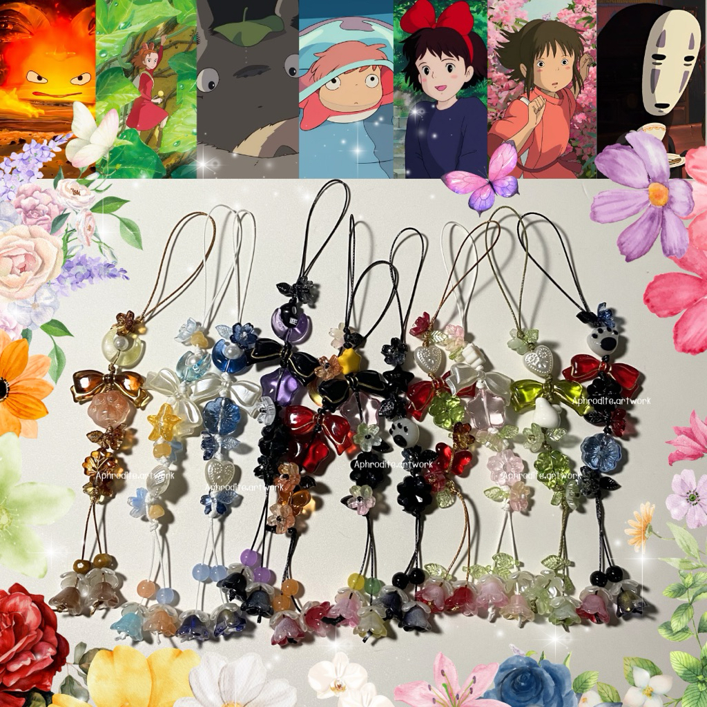 🍀 ที่ห้อยโทรศัพท์ Ghibli 🍄 (( จัดส่งใน 3 วัน )) เชือกเกาหลีไม่เหนียว ที่ห้อยมือถือลูกปัด จิบลิ โทโทโร่ จิจิ กิกิ โปเนียว