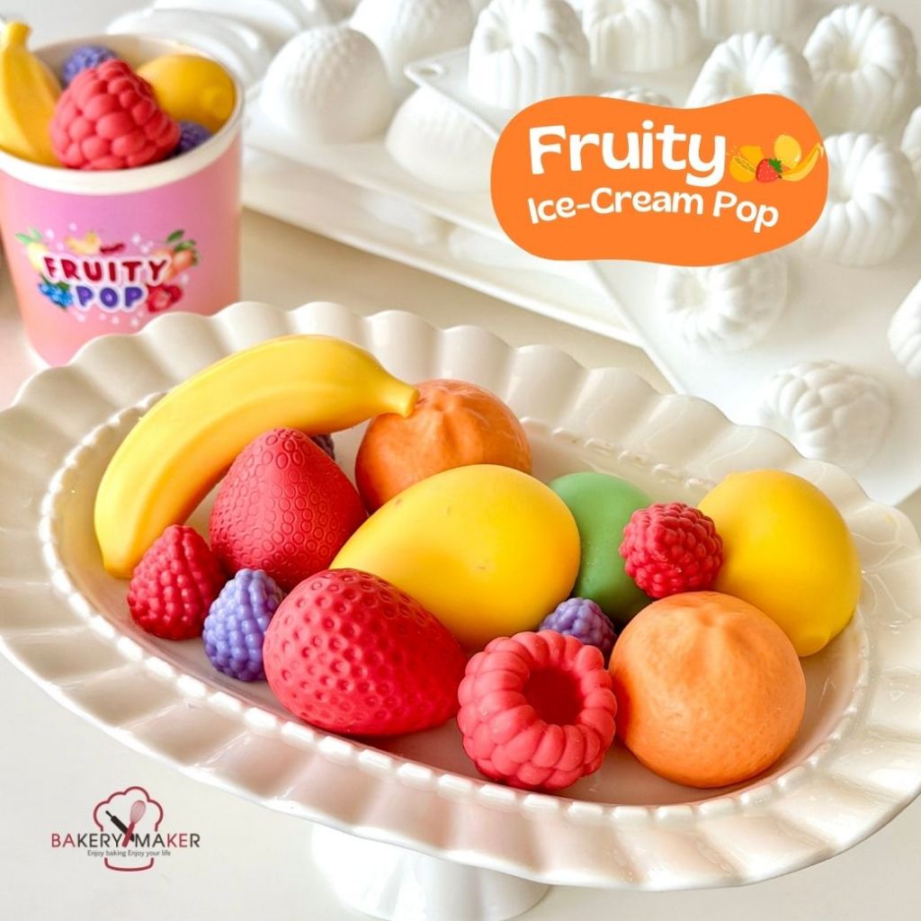 พิมพ์ซิลิโคนมูส/ช็อคโกแลต ผลไม้ Choco Gem Fruity 1 ชิ้น / strawberry raspberry มะม่วง cherry ส้ม