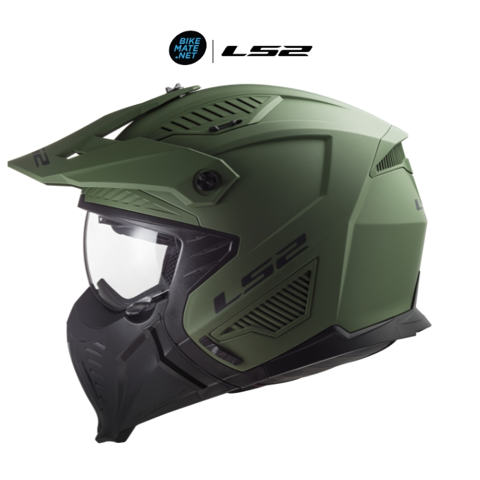 LS2 Helmets - Drifter OF606 Solid Matt Military Green - หมวกกันน็อคเต็มเปิดหน้า